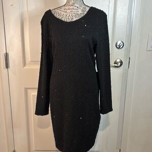 Jennifer Lopez - Long sleeve textured black‎ dress with sequin accent. Size - L